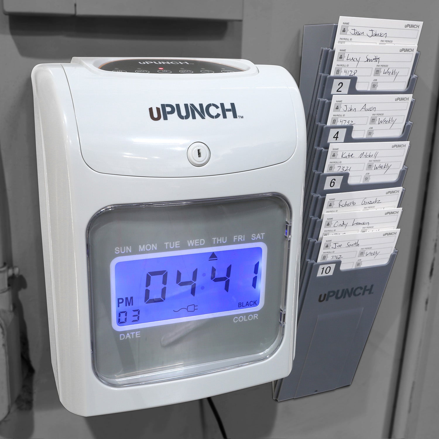 Punch-HN4000-Calculating-Time-Clock-with-rack